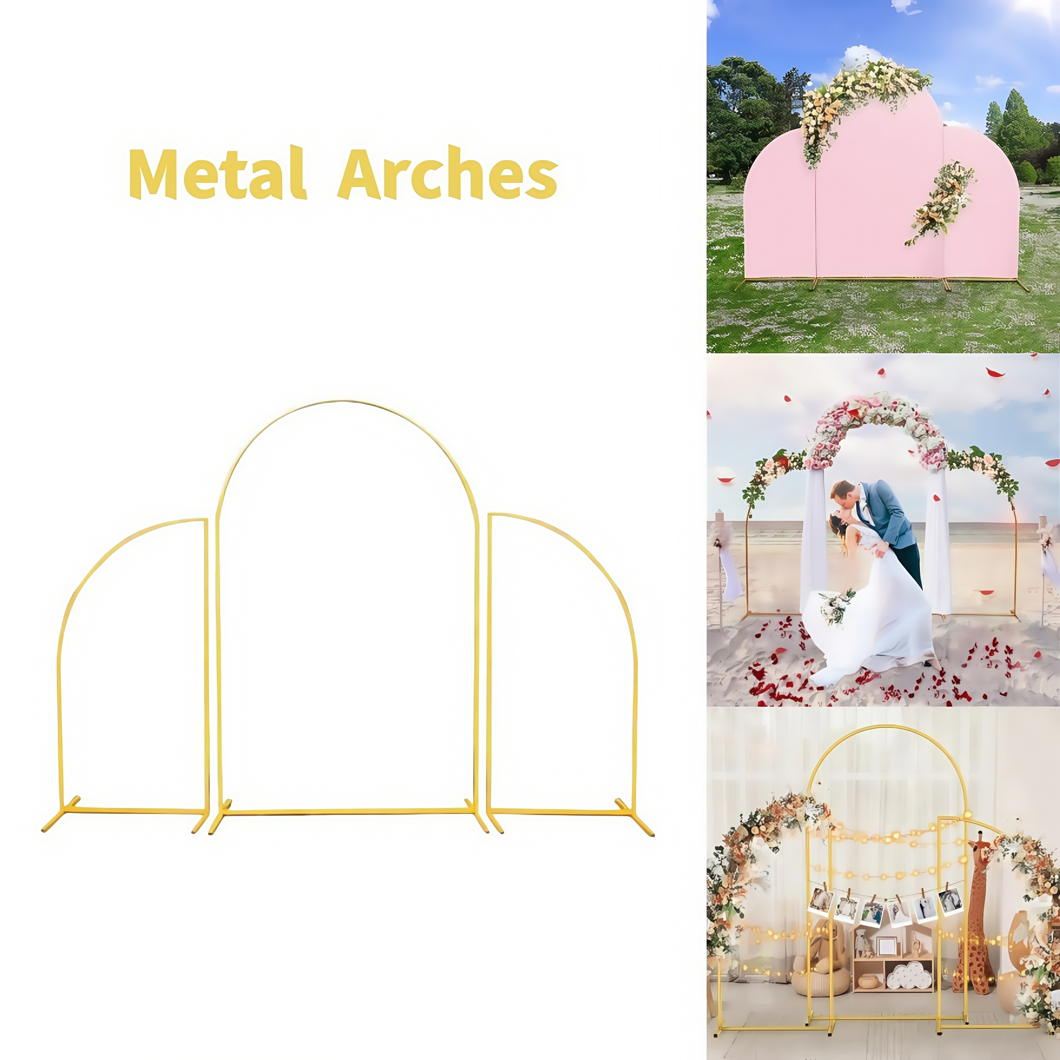 Balloon Arch Kit - Crown Metal Arch Stand,3pcs Set, Gold