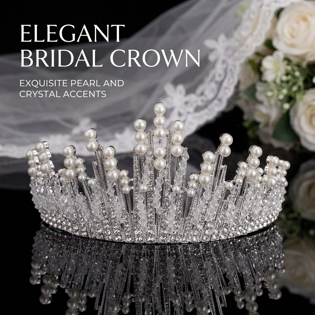 Bridal Pearl Crown Headpiece E - Event & Party Supply Photos のレビューと価格