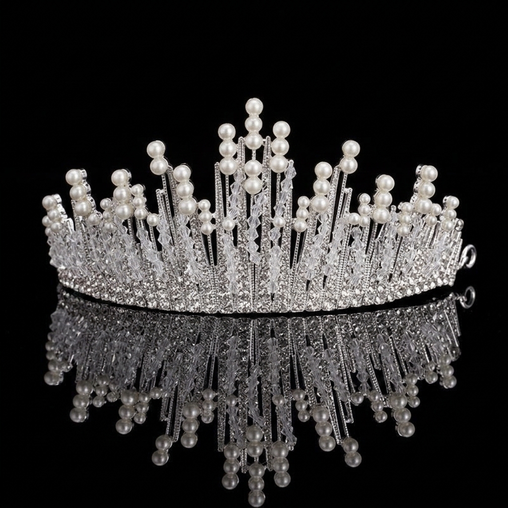 Bridal Pearl Crown Headpiece E - Event & Party Supply Photos のレビューと価格