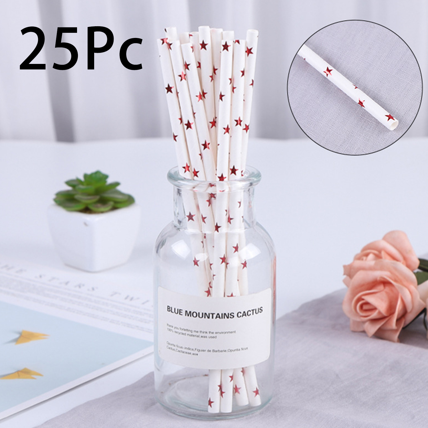 25 Pcs Colorful Disposable Pap - Paper Straw Color のレビューと価格
