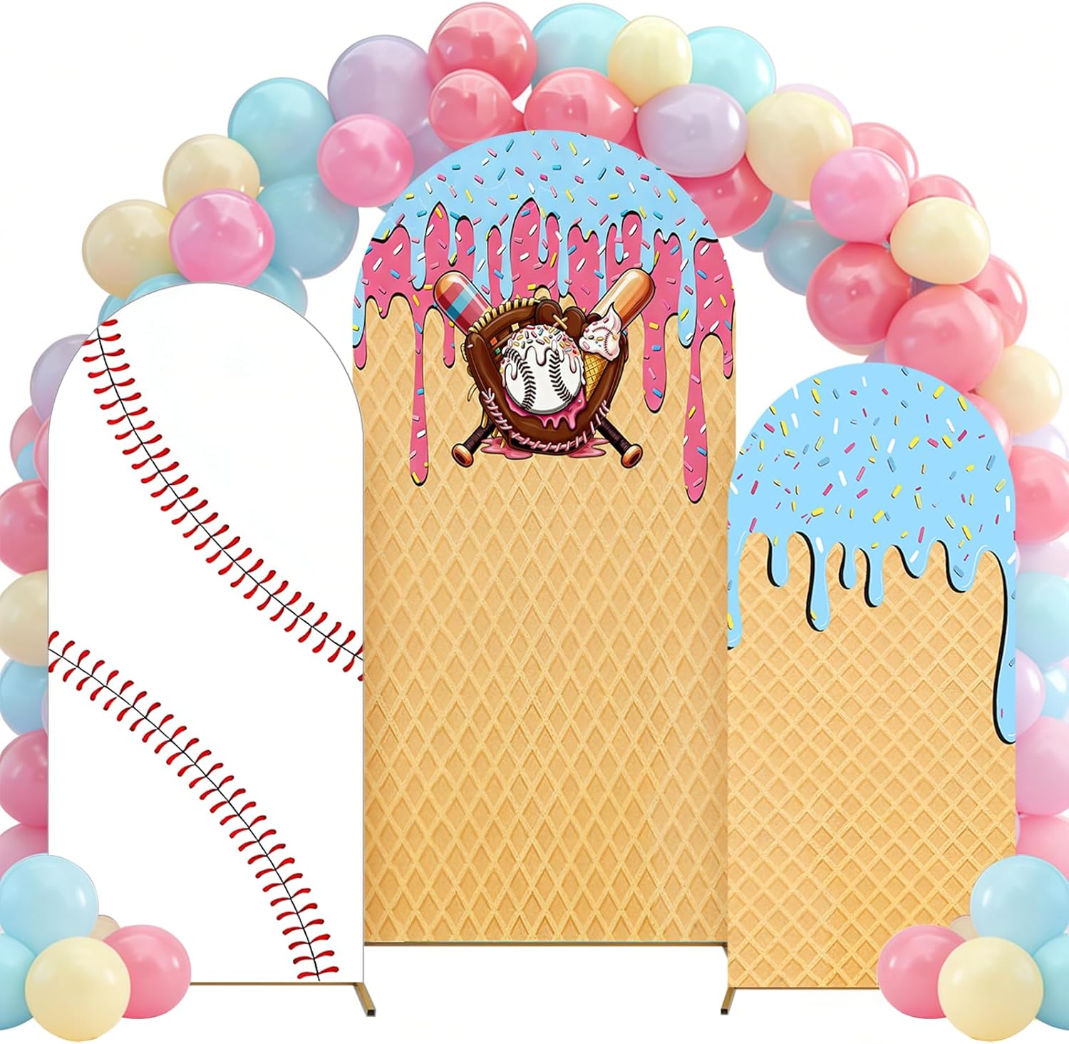Baseball Ice Cream Drip Arch B - Dessert Table Backdrop のレビューと価格
