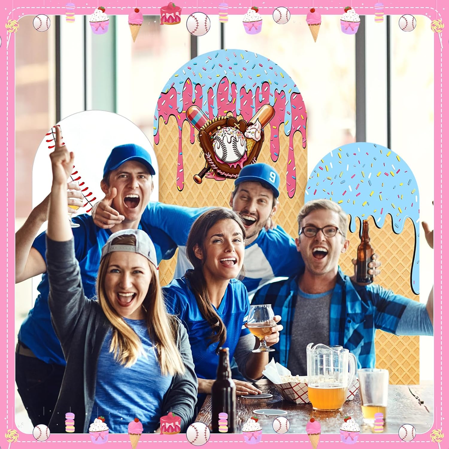 Baseball Ice Cream Drip Arch B - Dessert Table Backdrop のレビューと価格