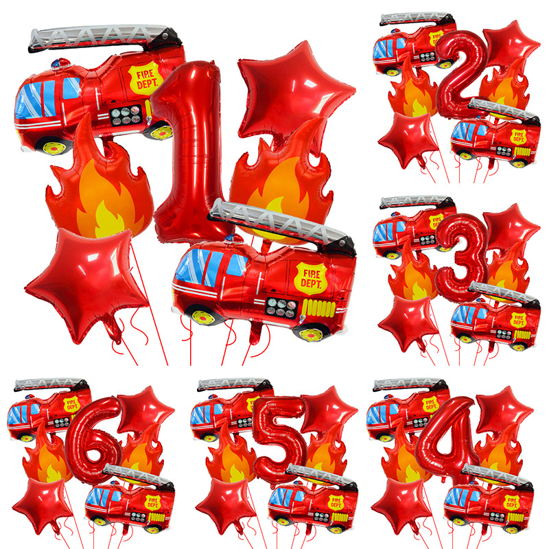 7PCS Fire Truck Themed Flame N - Balloon Arch Kit のレビューと価格