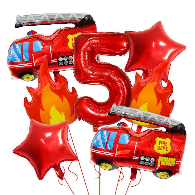 7PCS Fire Truck Themed Flame N - Balloon Arch Kit のレビューと価格