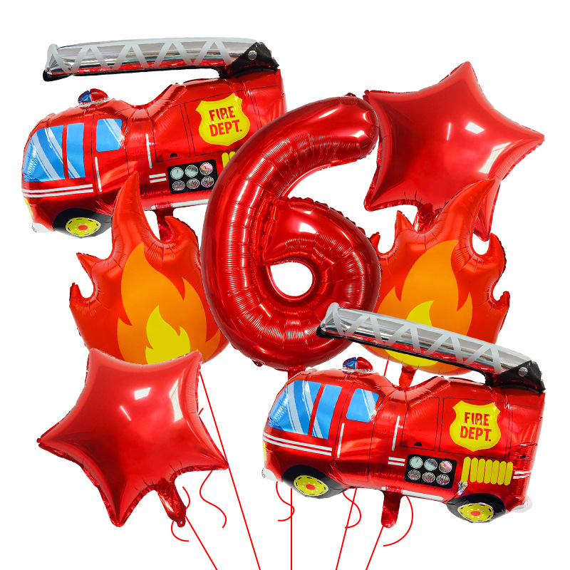 7PCS Fire Truck Themed Flame N - Balloon Arch Kit のレビューと価格