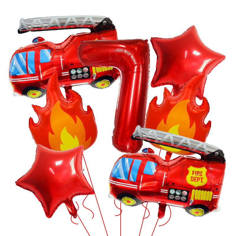 7PCS Fire Truck Themed Flame N - Balloon Arch Kit のレビューと価格
