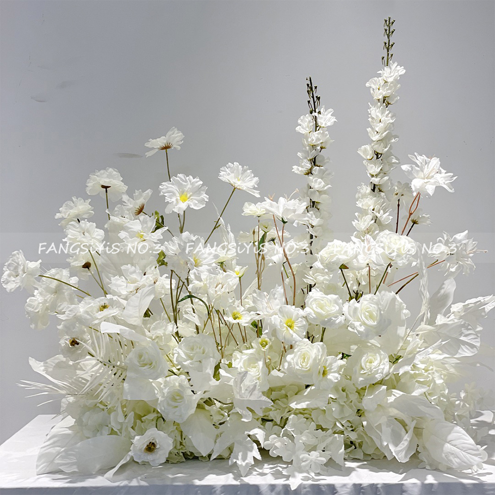 100/50CM Artificial White Rose - Flower Wall Panel のレビューと価格