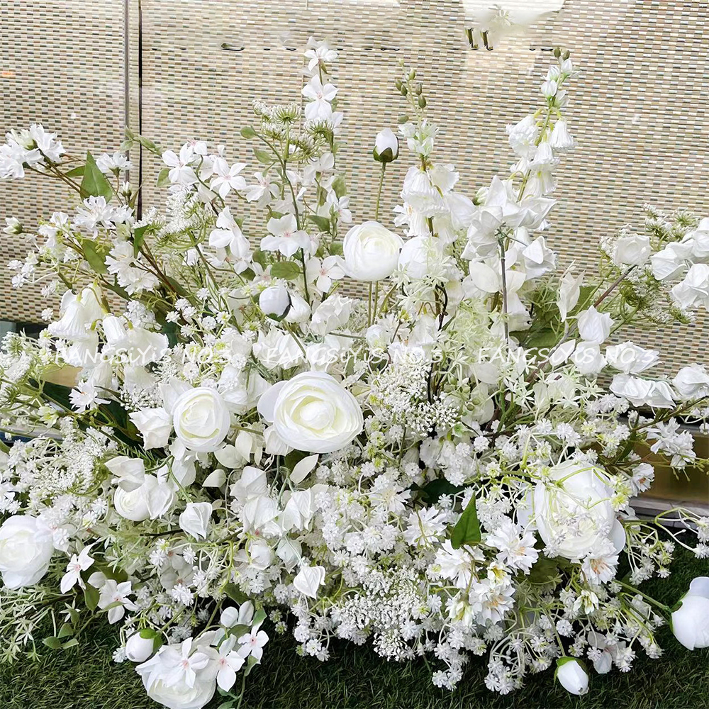 100/50CM Artificial White Rose - Flower Wall Panel のレビューと価格