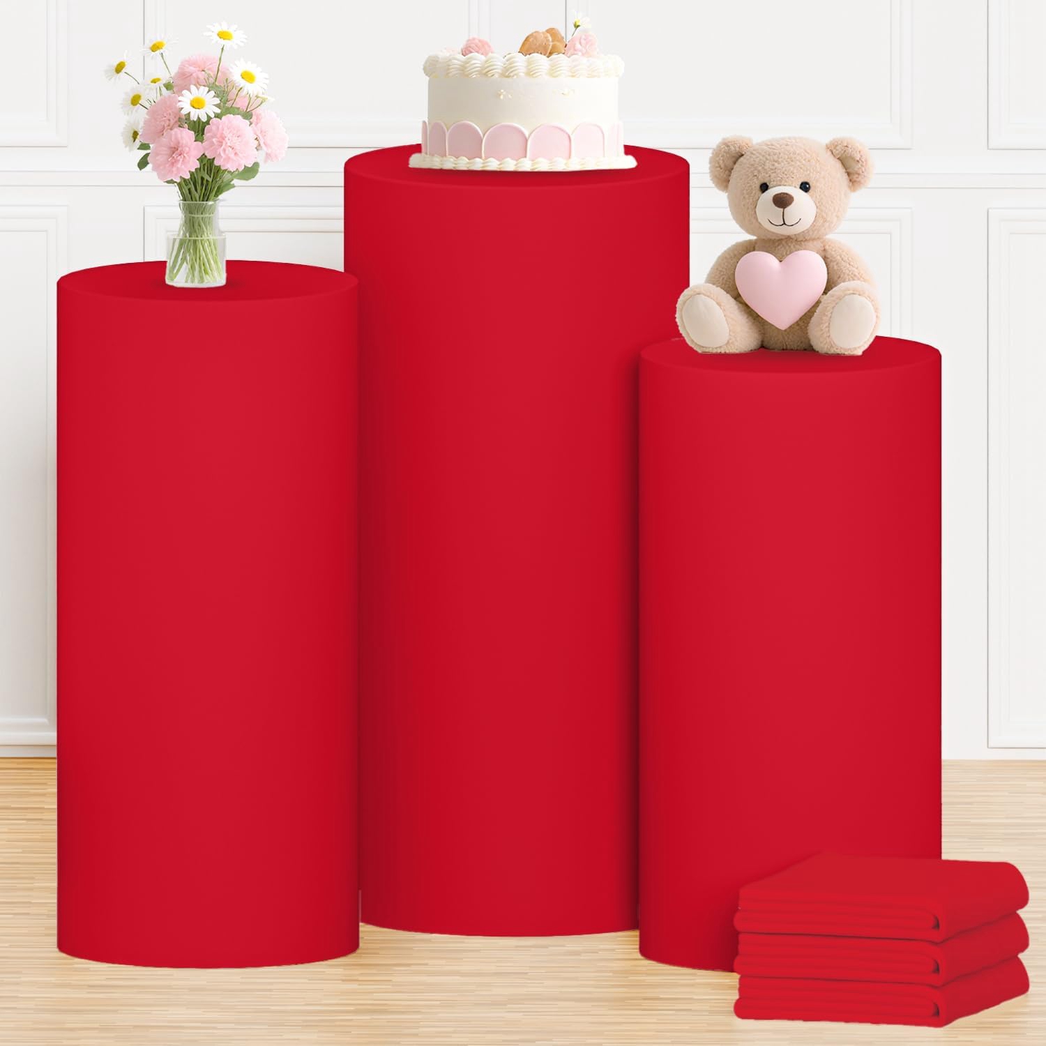Yeele Red Cylinder Stand Cover - Dessert Table Backdrop のレビューと価格