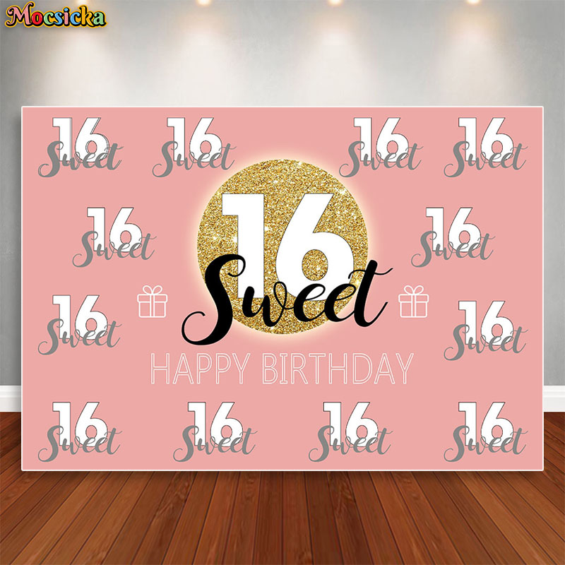Mocsicka Sweet 16 Birthday Bac - Dessert Table Backdrop のレビューと価格