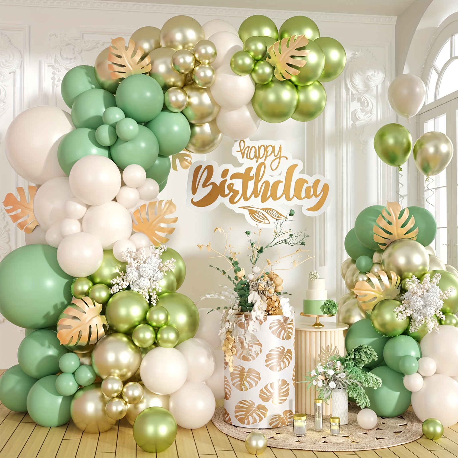 88pcs Sage Green & Golden Ball - Balloon Arch Kit のレビューと価格