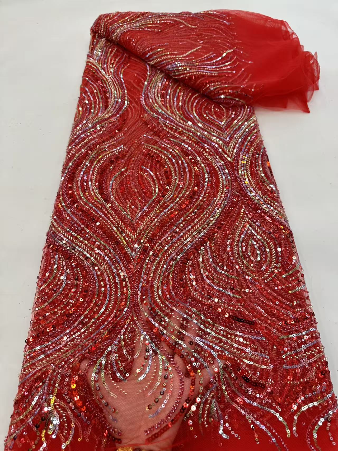 Luxury Red African Beaded Mesh - Glitter Tablecloth のレビューと価格