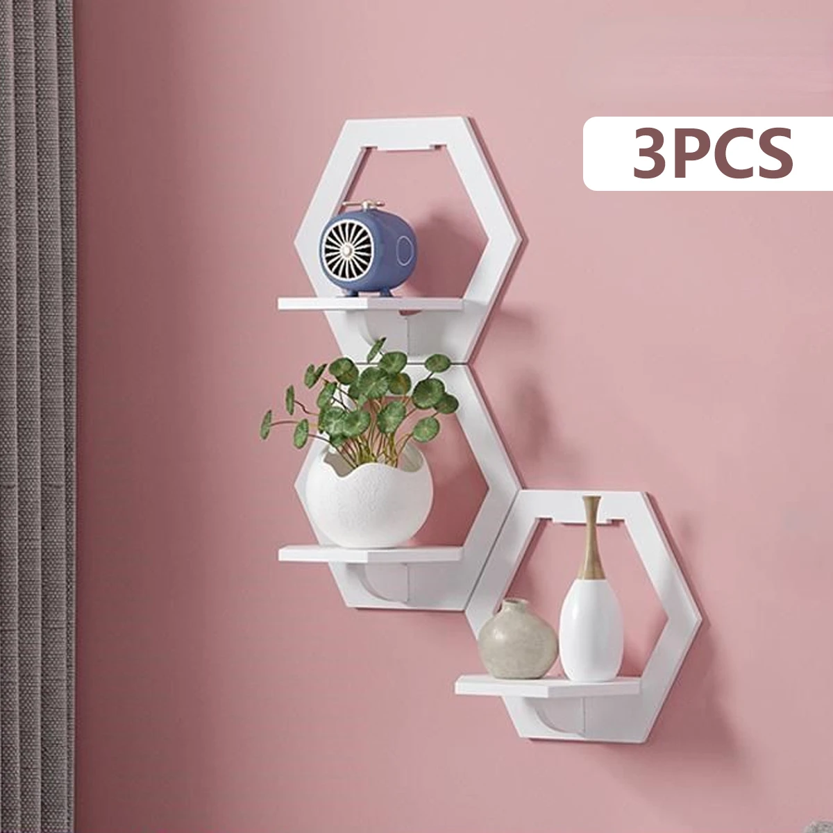 3Pcs Hexagon Wall Shelf Punch  - Flower Wall Panel のレビューと価格