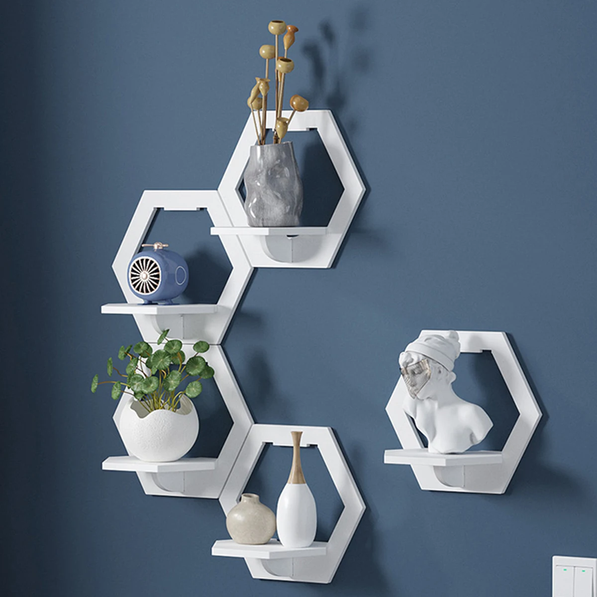 3Pcs Hexagon Wall Shelf Punch  - Flower Wall Panel のレビューと価格