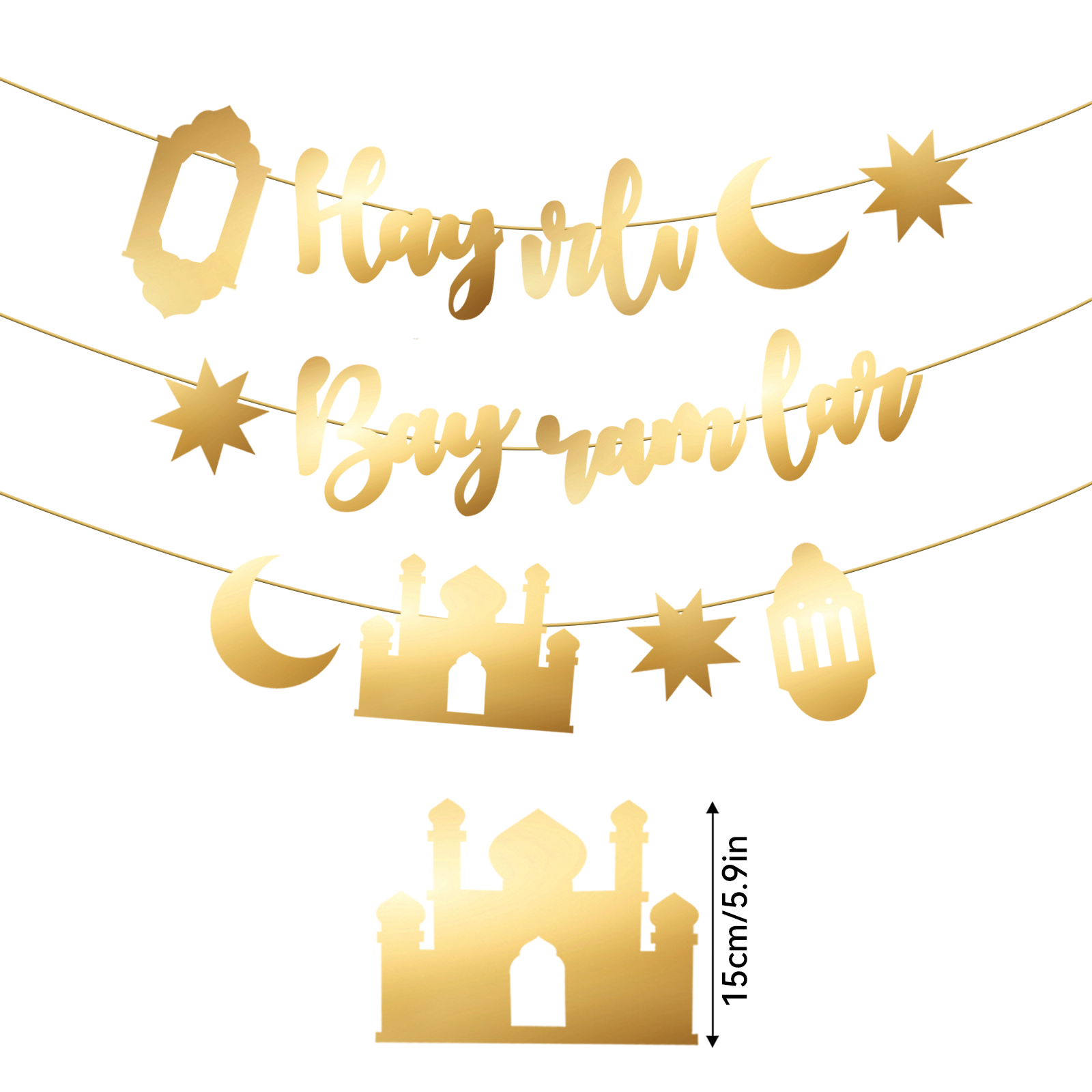 Hayirli Bayramlar Garland Deco - Party Banner Gold のレビューと価格