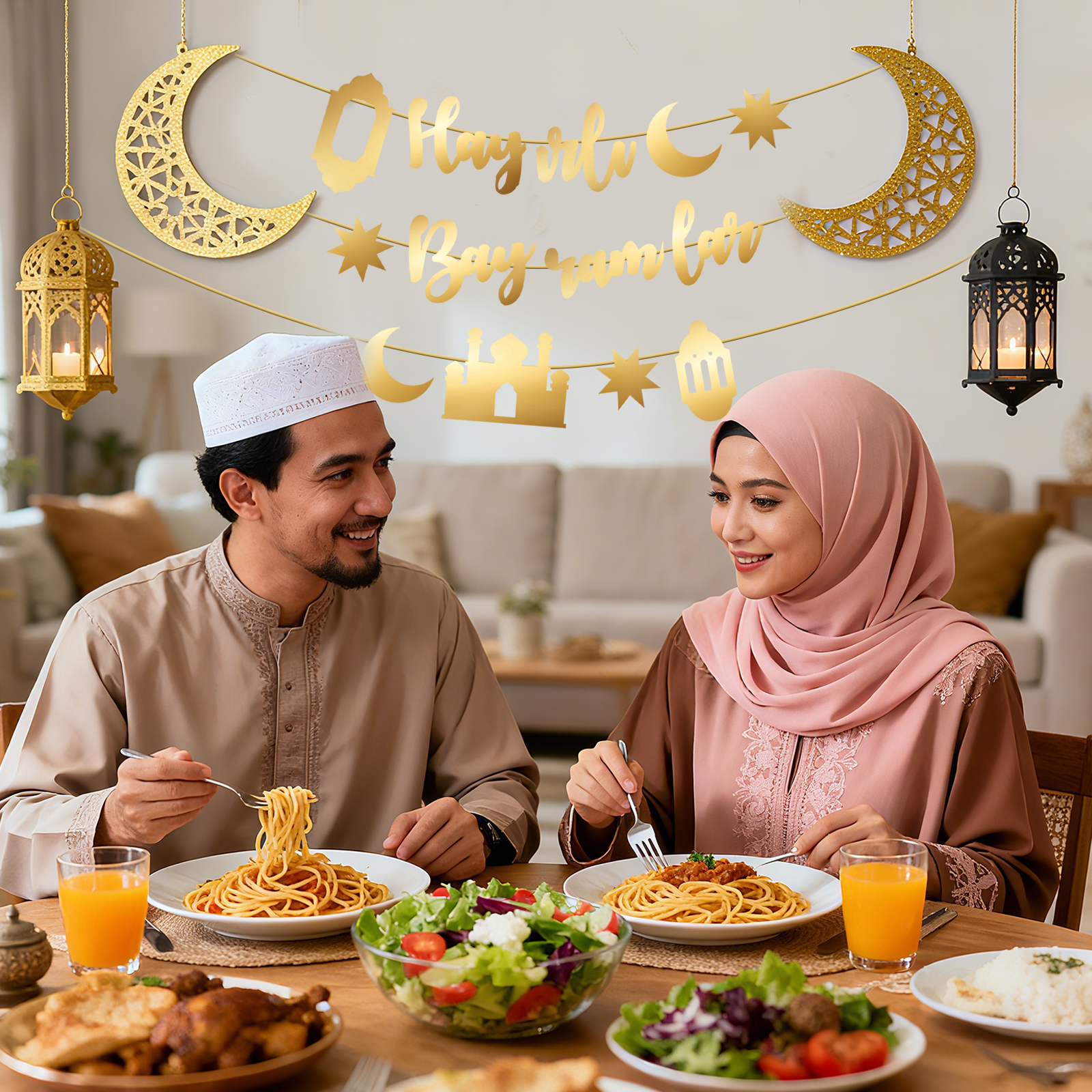 Hayirli Bayramlar Garland Deco - Party Banner Gold のレビューと価格