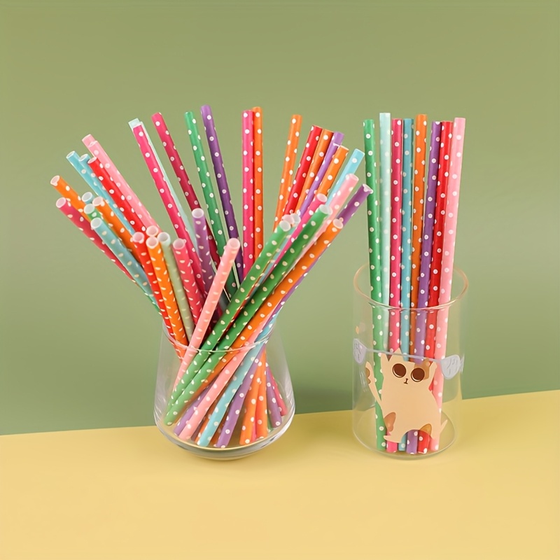 100pcs colorful disposable pap - Paper Straw Color のレビューと価格
