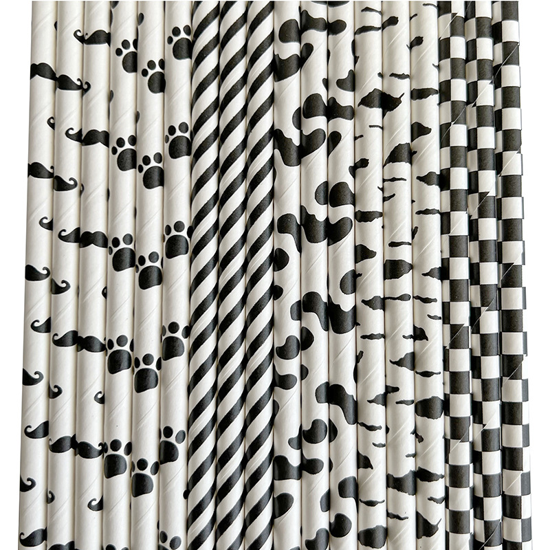 Moustache Paper Straw Cow Blac - Paper Straw Color のレビューと価格