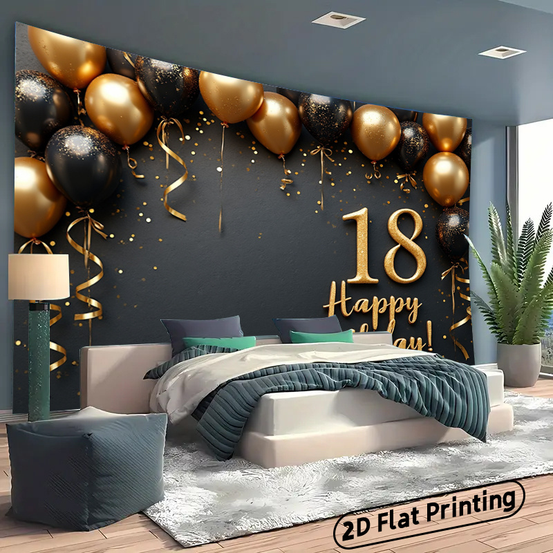 2D 1Pc Black & Gold Balloons B - Party Banner Gold のレビューと価格