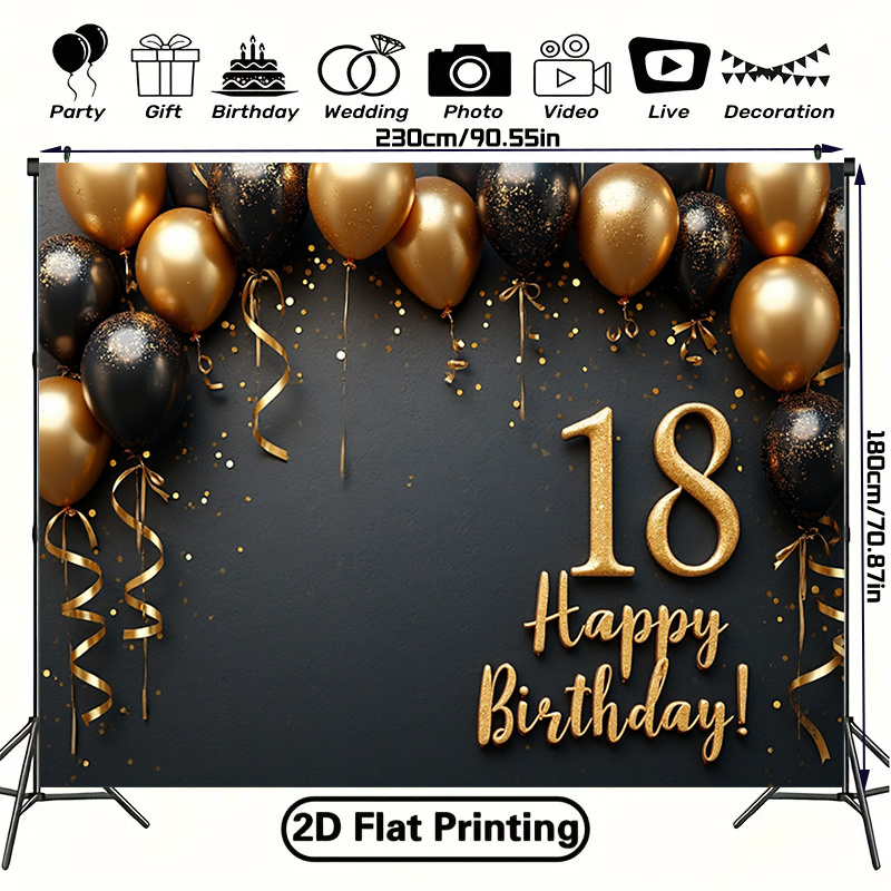 2D 1Pc Black & Gold Balloons B - Party Banner Gold のレビューと価格