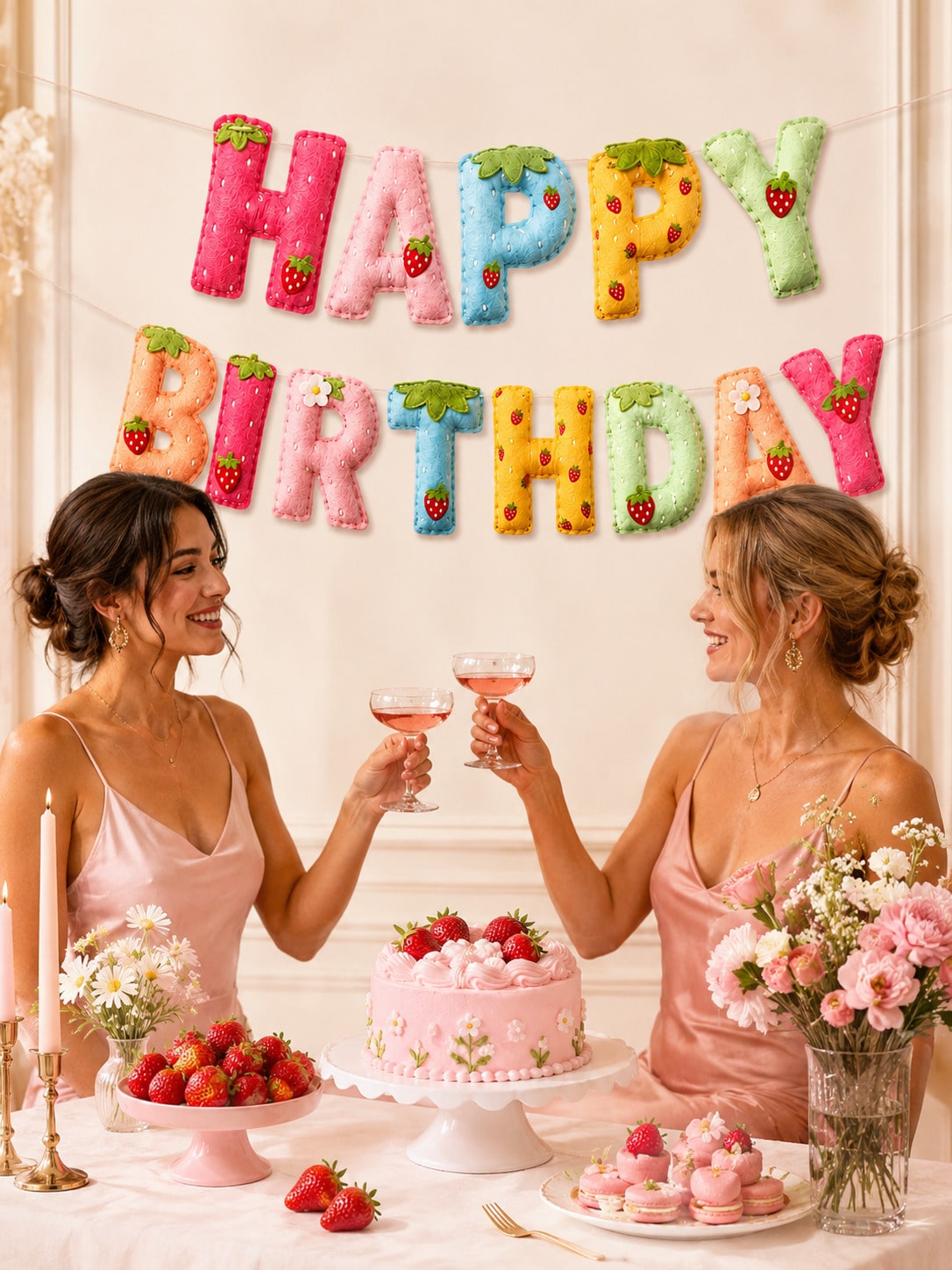 Strawberry Theme Happy Birthda - Dessert Table Backdrop のレビューと価格