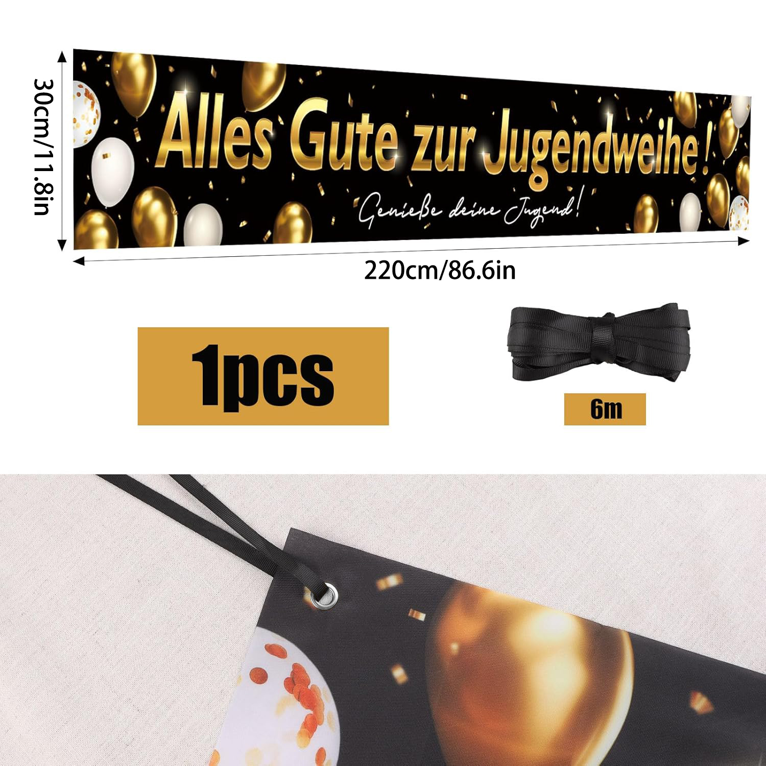 Jugendweihe Deko,Jugendweihe B - Party Banner Gold のレビューと価格