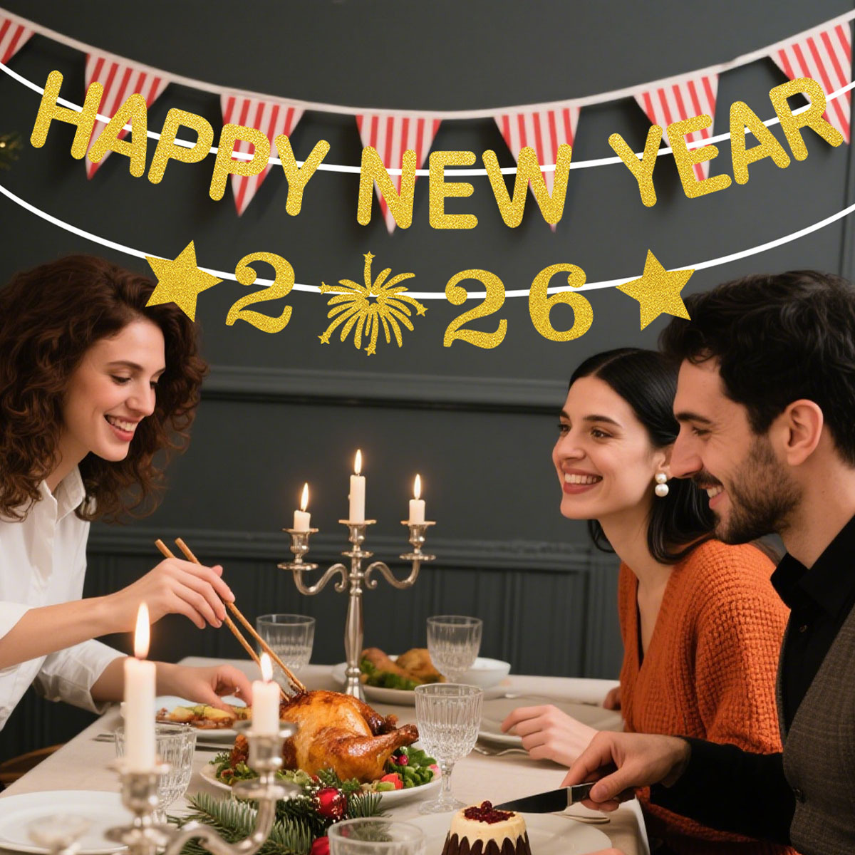 1Set 2026 Happy New Year Decor - Party Banner Gold のレビューと価格