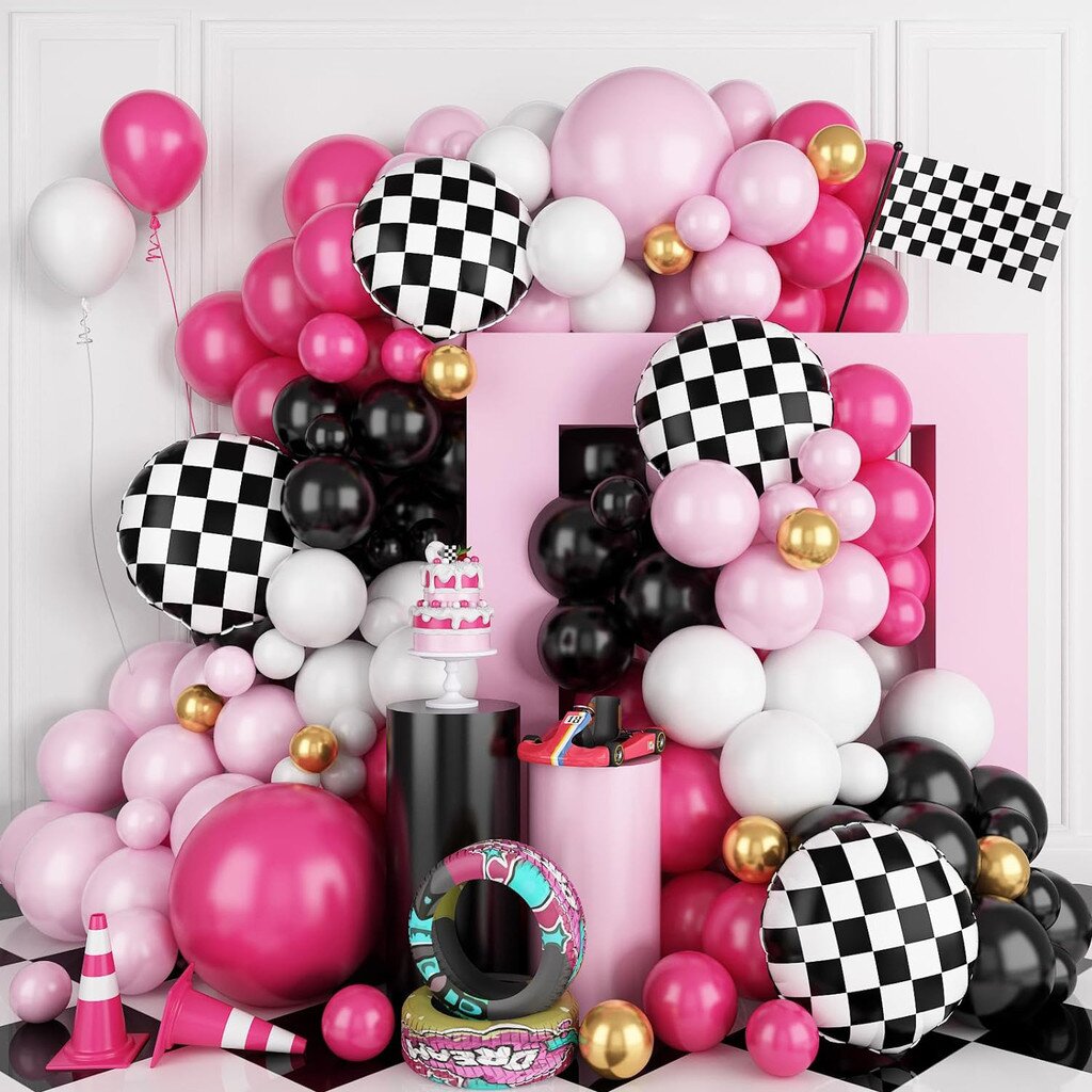 116Pcs Pink Race Car Balloon A - Balloon Arch Kit のレビューと価格