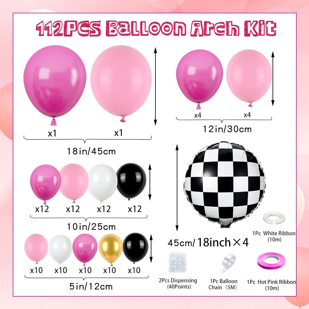 116Pcs Pink Race Car Balloon A - Balloon Arch Kit のレビューと価格