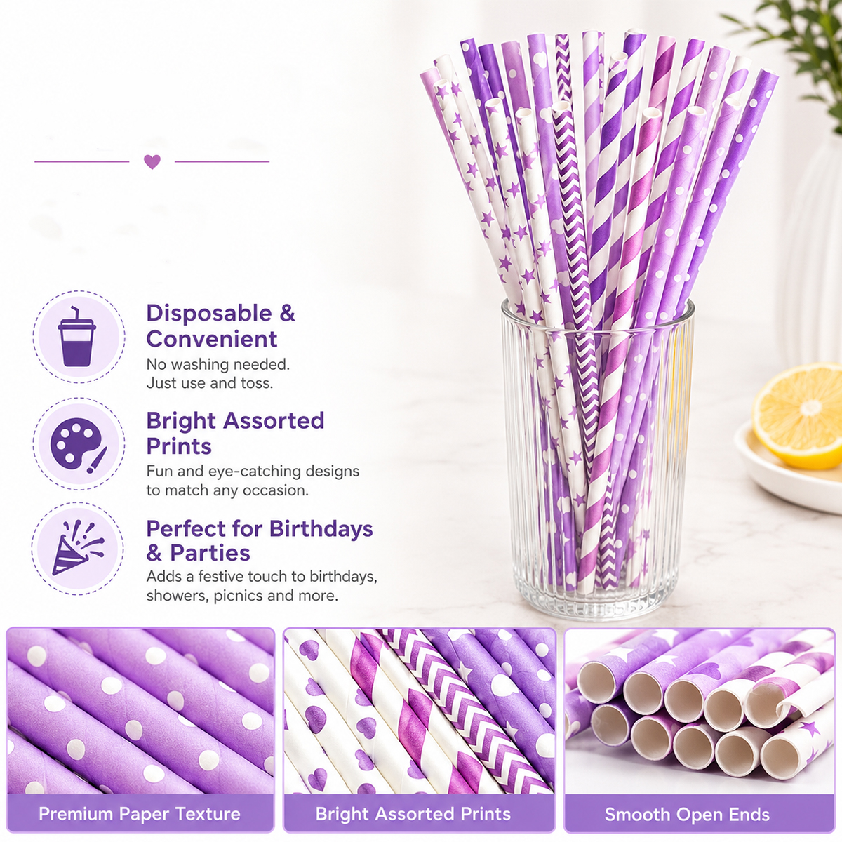 25pcs Colorful Patterned Paper - Paper Straw Color のレビューと価格