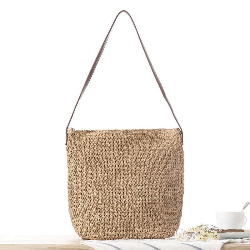 Straw Shoulder Woven Beach Sol - Paper Straw Color のレビューと価格