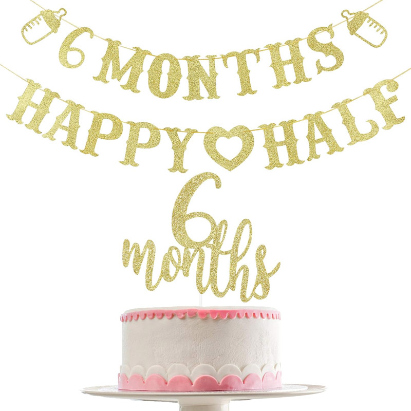 6 month Banner Happy Half Bann - Party Banner Gold のレビューと価格