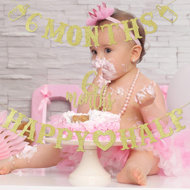 6 month Banner Happy Half Bann - Party Banner Gold のレビューと価格