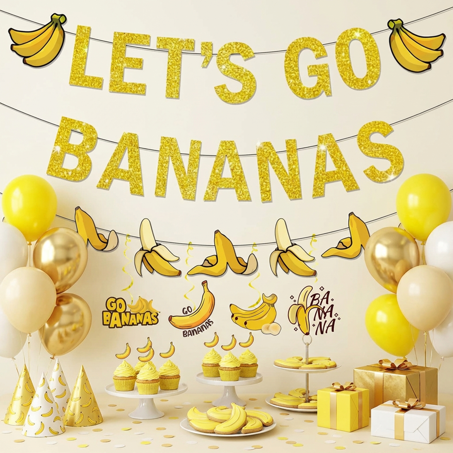 Yellow Bananas Birthday Banner - Let'S Party Event Supply のレビューと価格