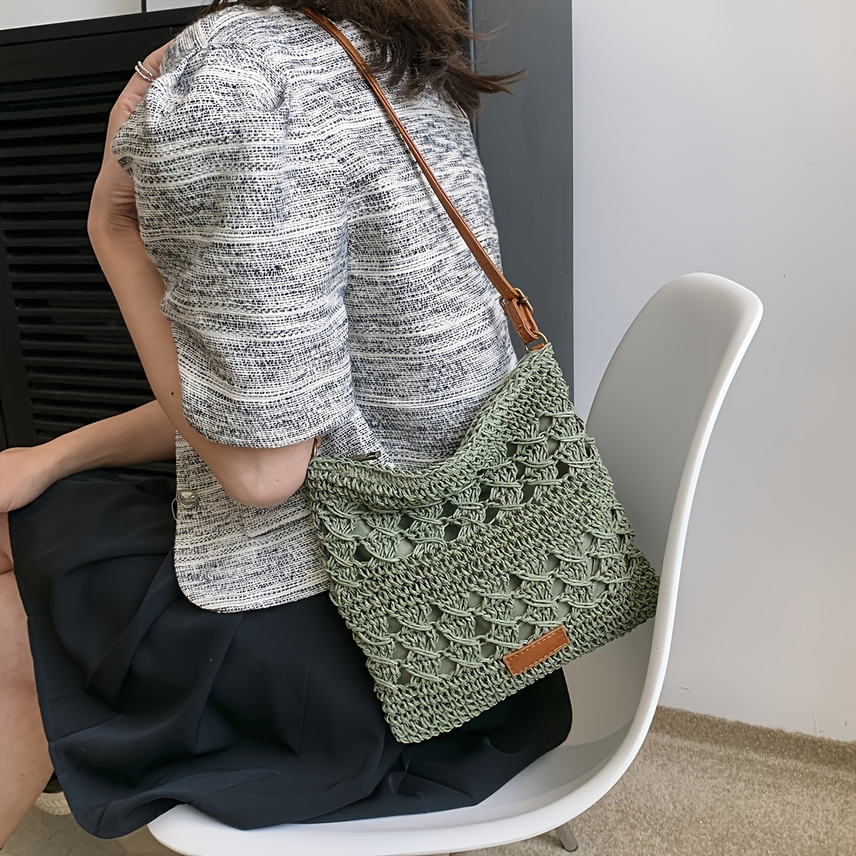 Chic Handmade Paper Straw Cros - Paper Straw Color のレビューと価格