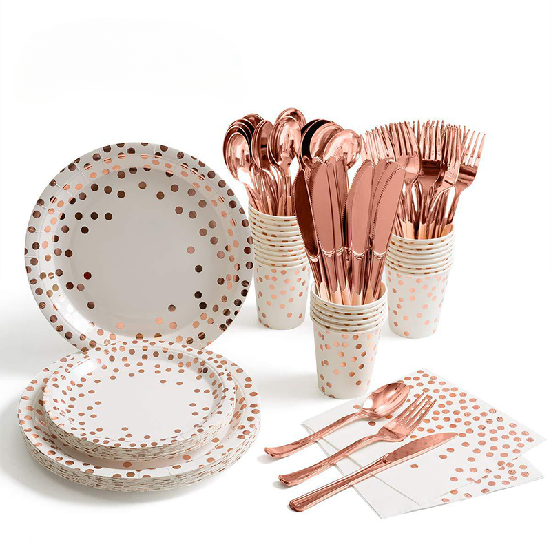 Rose Gold Party Tableware Kit  - Paper Straw Color のレビューと価格