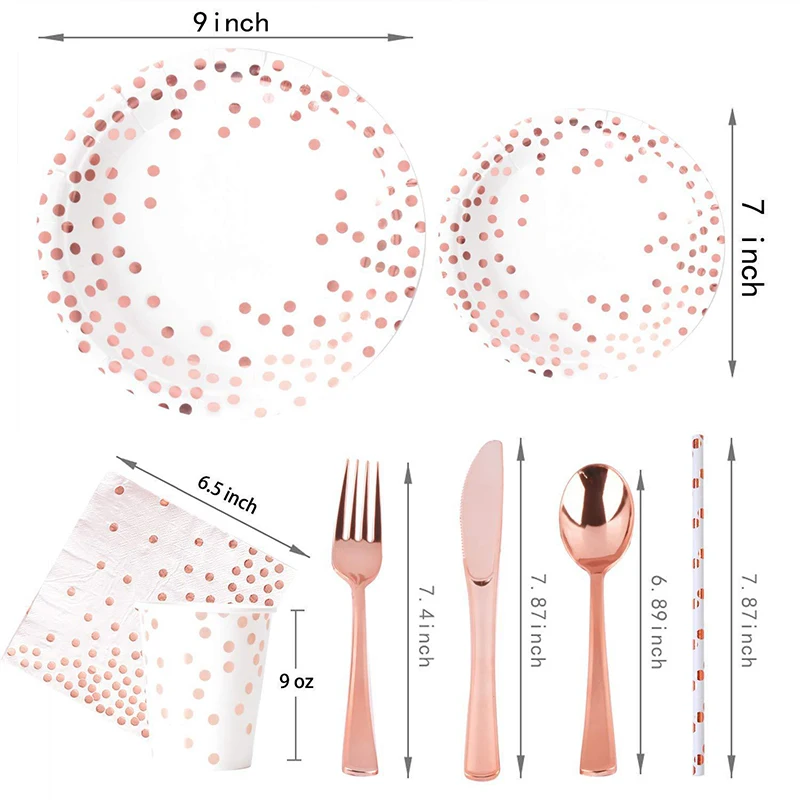 Rose Gold Party Tableware Kit  - Paper Straw Color のレビューと価格