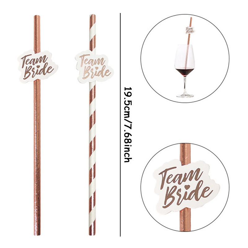 10pcs Team Bride Rose Gold Str - Paper Straw Color のレビューと価格