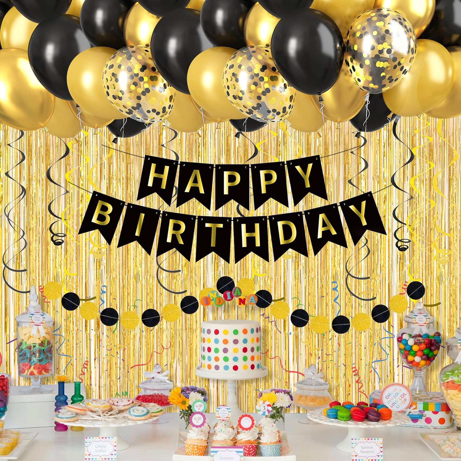 Black Gold Happy Birthday Deco - Balloon Arch Kit のレビューと価格
