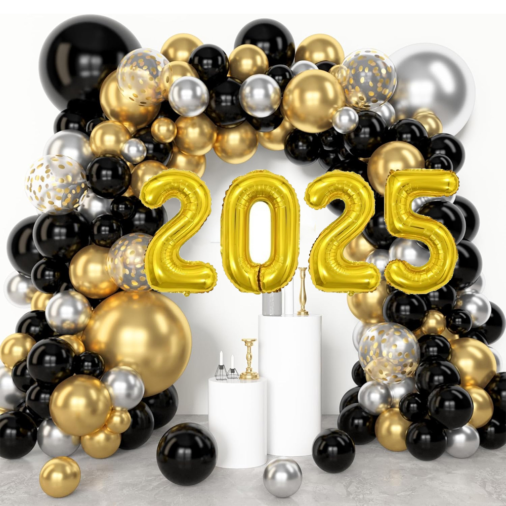 Black Gold Happy Birthday Deco - Balloon Arch Kit のレビューと価格