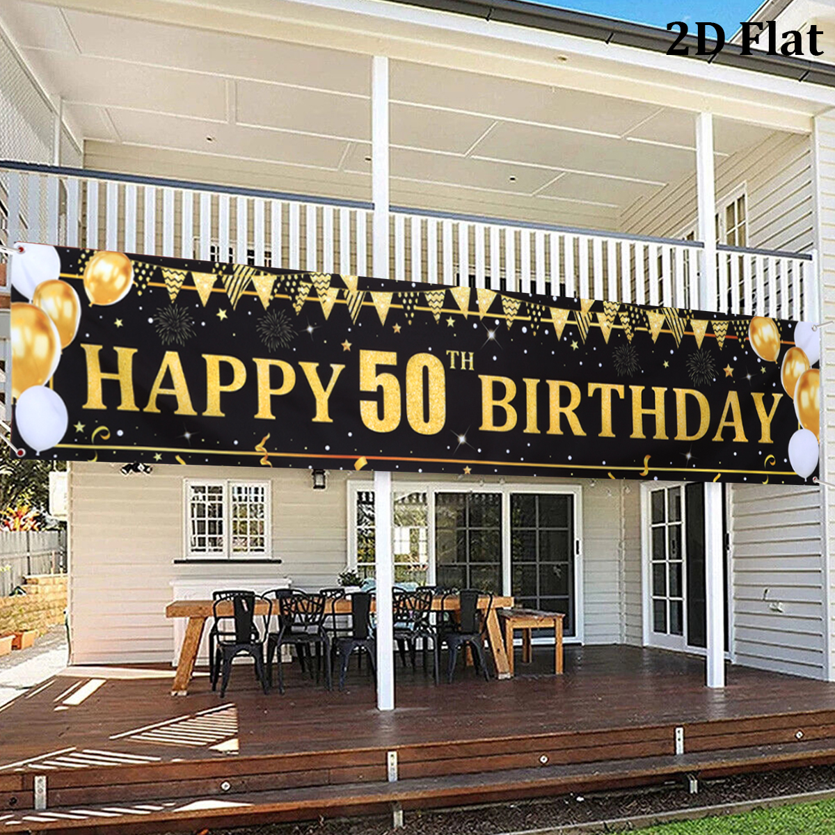 Black Gold Balloons Flags Happ - Party Banner Gold のレビューと価格