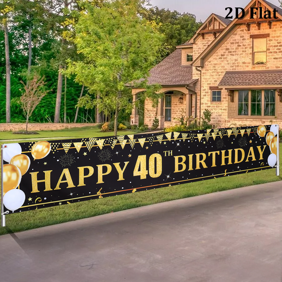 Black Gold Balloons Flags Happ - Party Banner Gold のレビューと価格