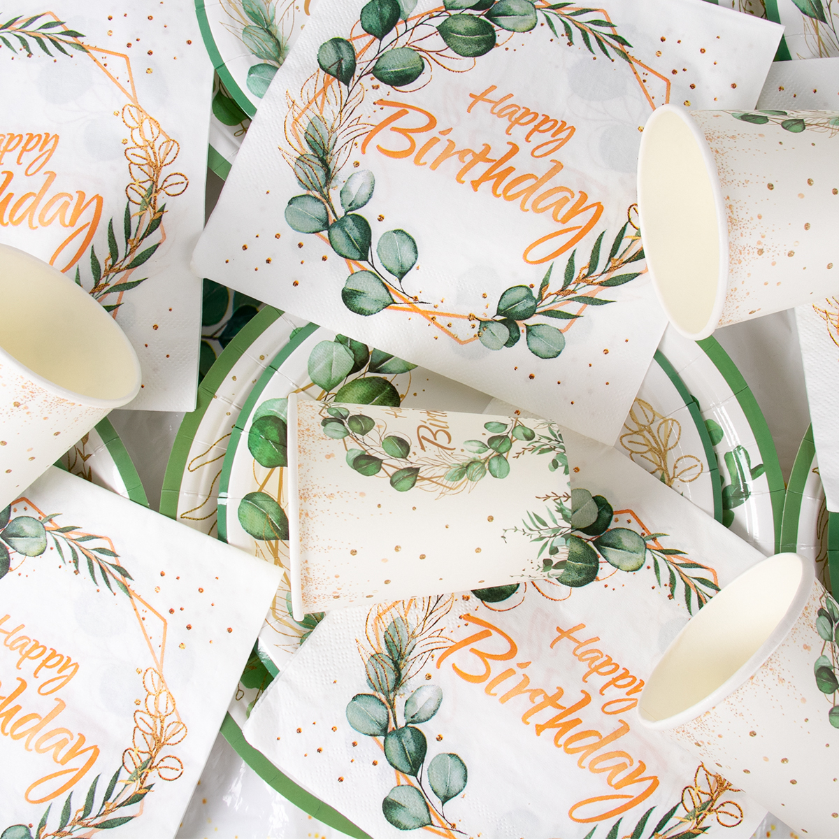 Green Eucalyptus Leaf Happy Bi - Table Cloth Disposable のレビューと価格