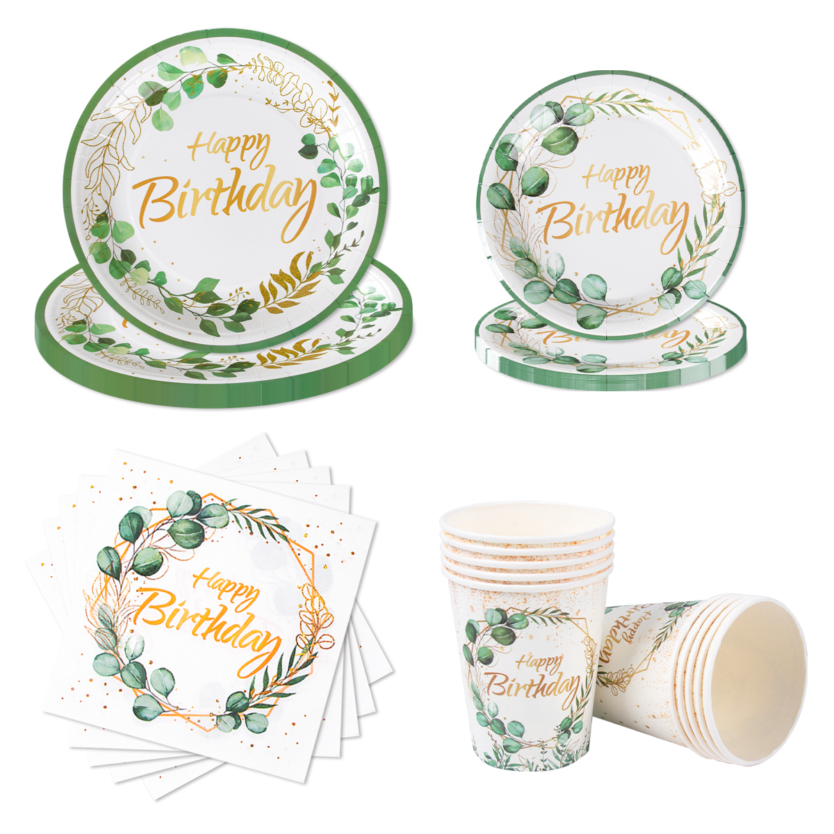 Green Eucalyptus Leaf Happy Bi - Table Cloth Disposable のレビューと価格