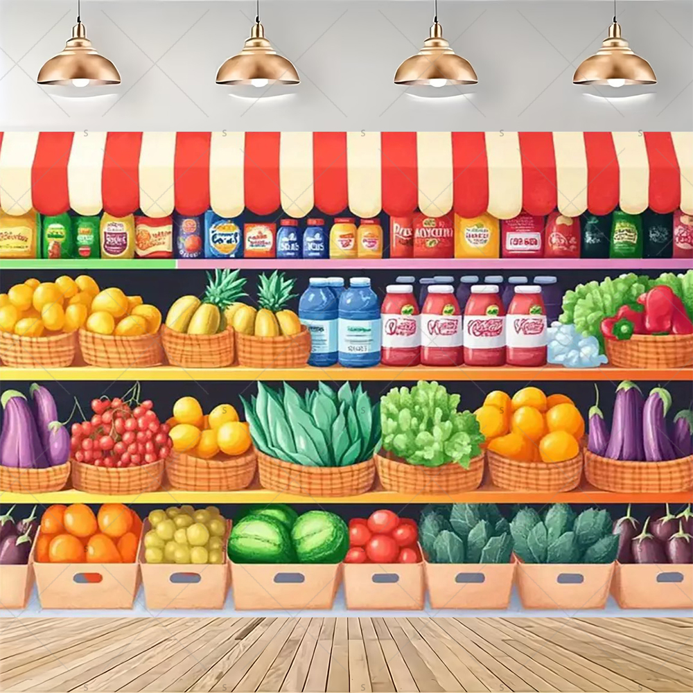 Colorful Supermarket Shelf Bac - Party Event Supply Store のレビューと価格