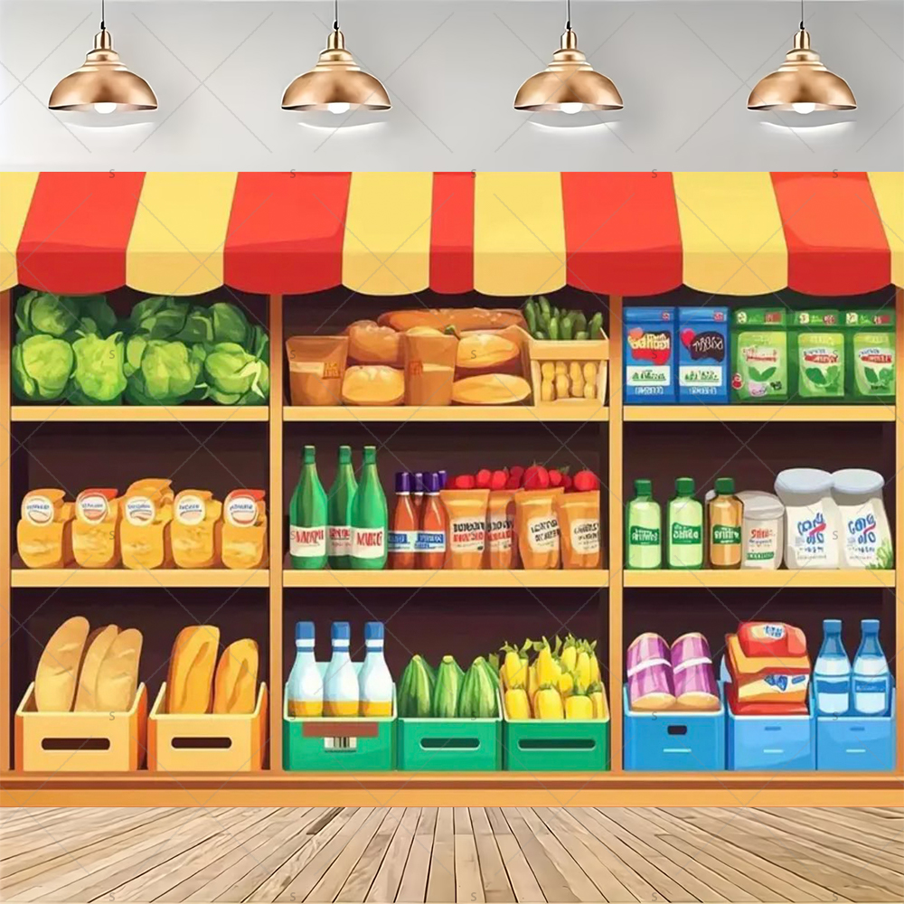 Colorful Supermarket Shelf Bac - Party Event Supply Store のレビューと価格