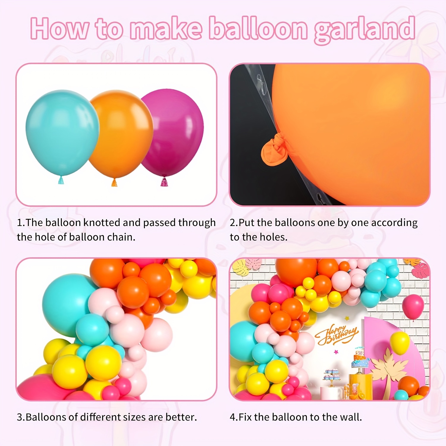 130pcs Pink Yellow Orange Ball - Balloon Arch Kit のレビューと価格