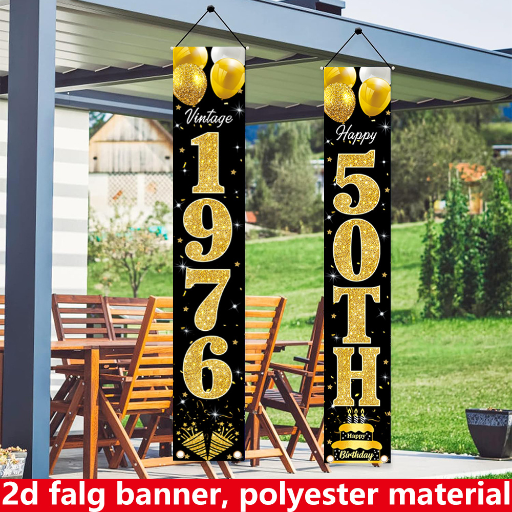 2D flat banner, 2pc birthday b - Party Banner Gold のレビューと価格