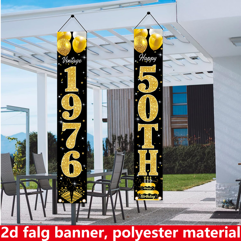 2D flat banner, 2pc birthday b - Party Banner Gold のレビューと価格