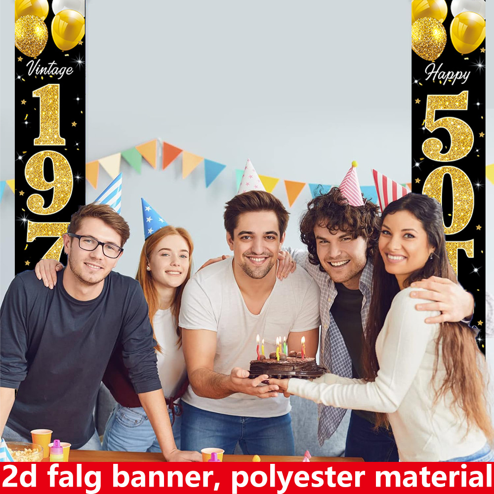 2D flat banner, 2pc birthday b - Party Banner Gold のレビューと価格